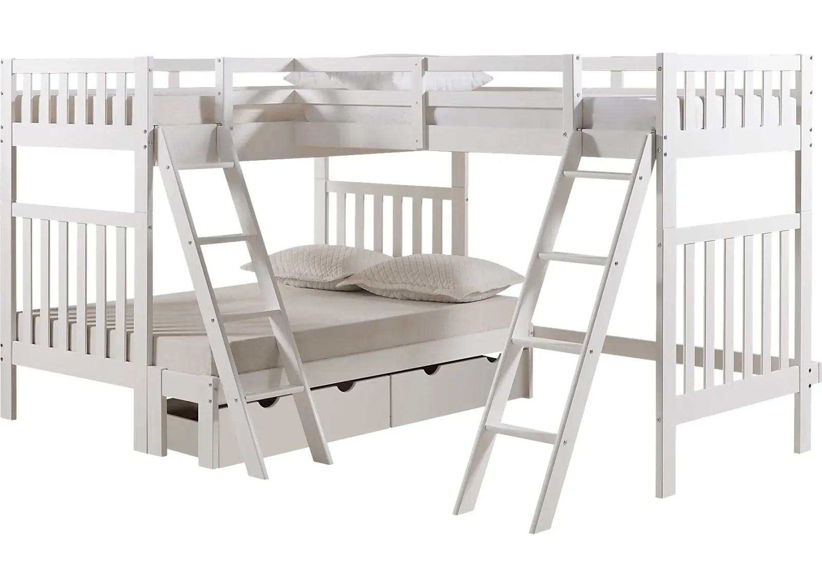 Kids Presnora White Twin/Twin/Full Bunk Bed with Storage