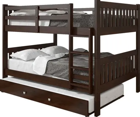 Kids Aleyna II Dark Brown Full/Full Bunk Bed with Trundle