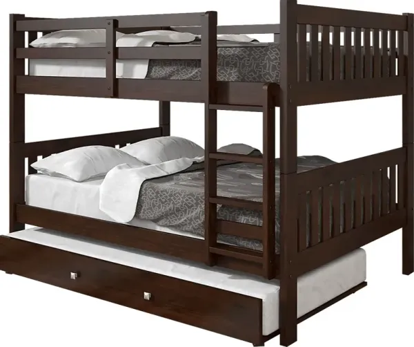 Kids Aleyna II Dark Brown Full/Full Bunk Bed with Trundle