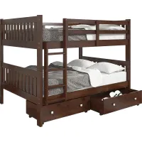 Kids Aleyna III Dark Brown Full/Full Bunk Bed with Drawers