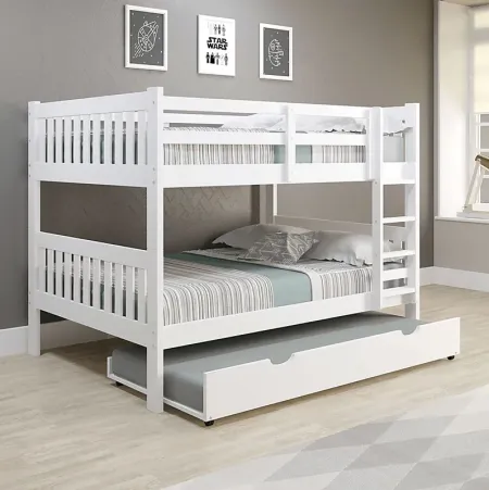 Kids Eleonara II White Full/Full Bunk Bed with Trundle