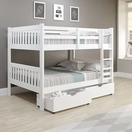 Kids Eleonara III White Full/Full Bunk Bed with Drawers
