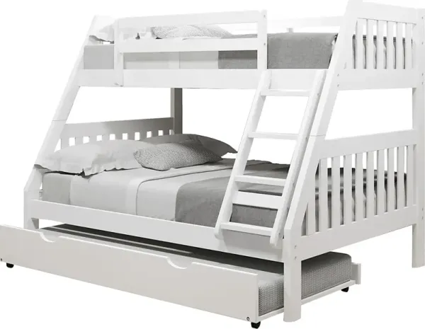 Kids Matej II White Twin/Full Bunk Bed with Trundle