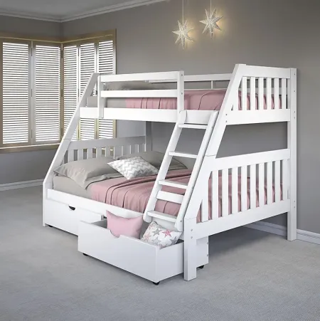 Kids Matej III White Twin/Full Bunk Bed with Drawers