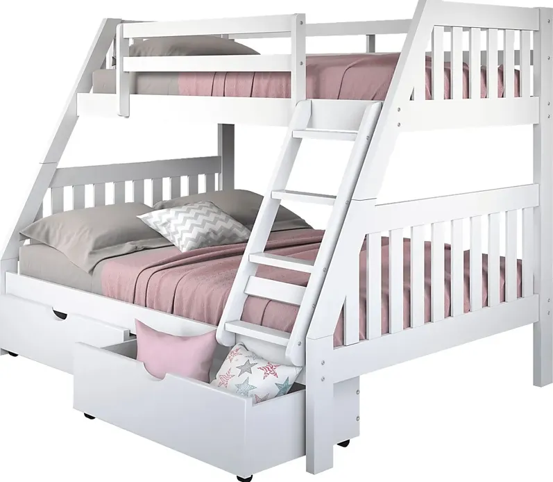 Kids Matej III White Twin/Full Bunk Bed with Drawers