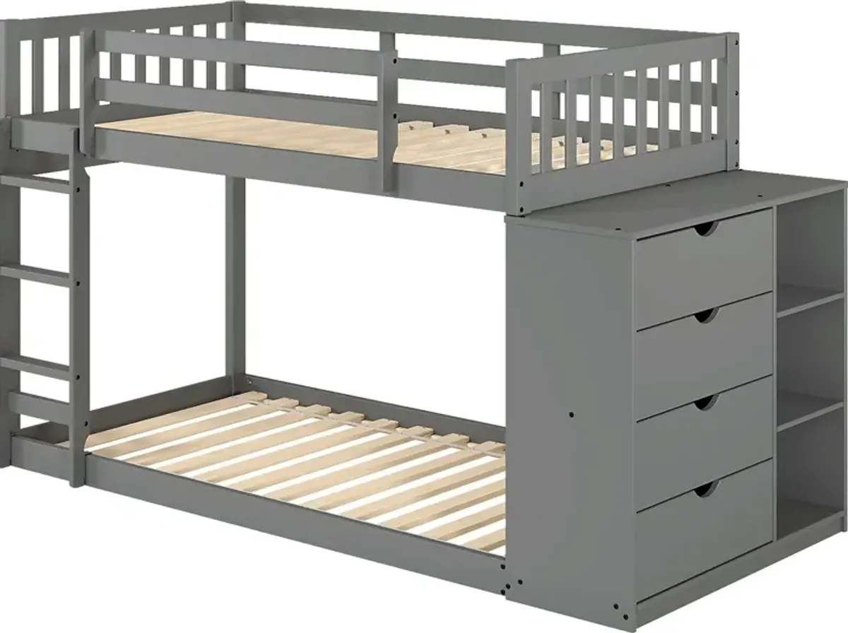 Kids Aklina Dark Gray Twin/Twin Bunk Bed with Dresser