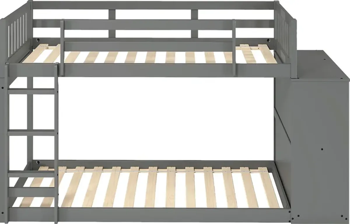 Kids Aklina Dark Gray Twin/Twin Bunk Bed with Dresser