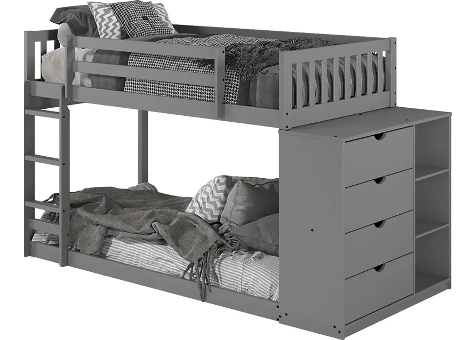 Kids Aklina Dark Gray Twin/Twin Bunk Bed with Dresser