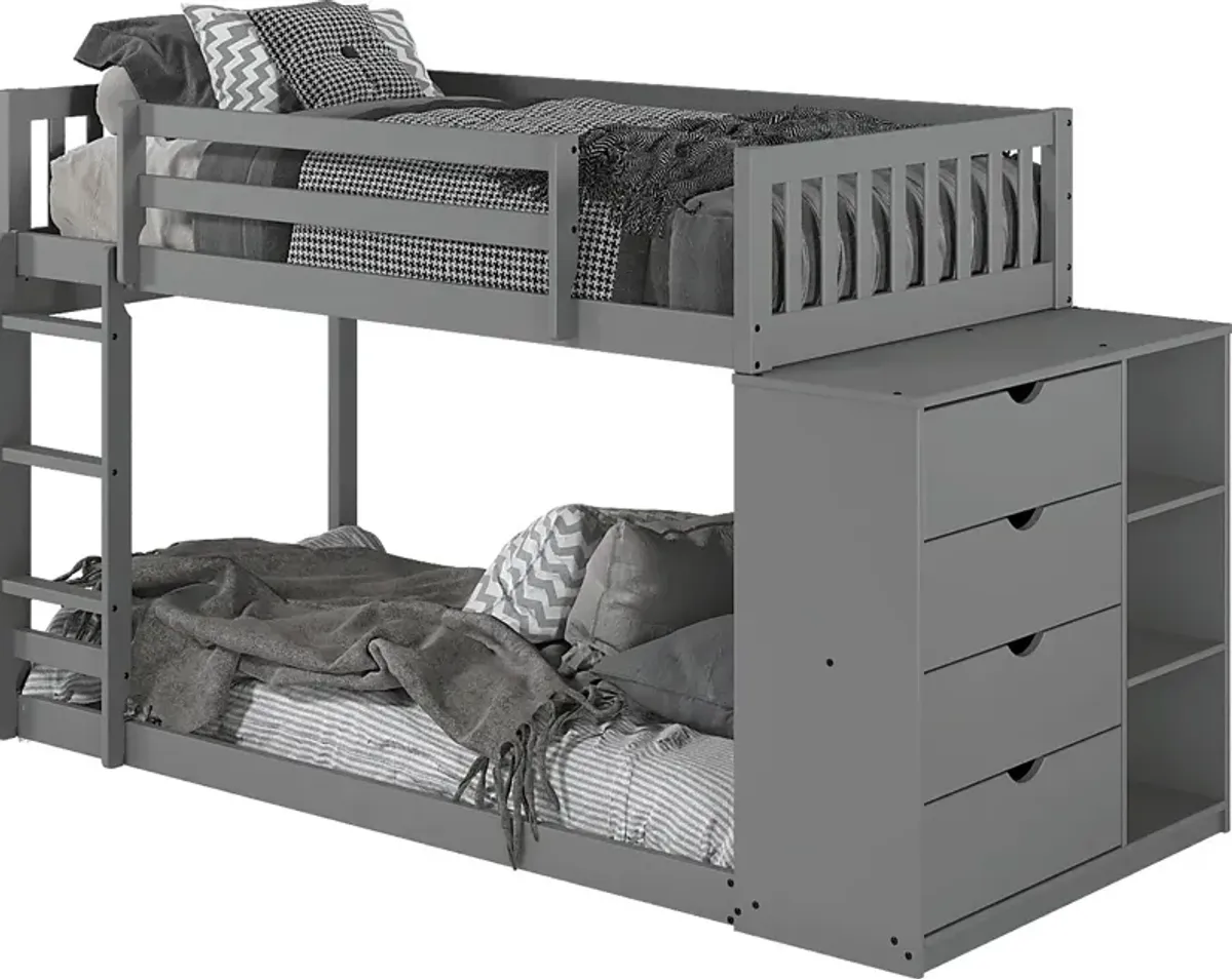 Kids Aklina Dark Gray Twin/Twin Bunk Bed with Dresser