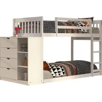 Kids Aklina White Twin/Twin Bunk Bed with Dresser