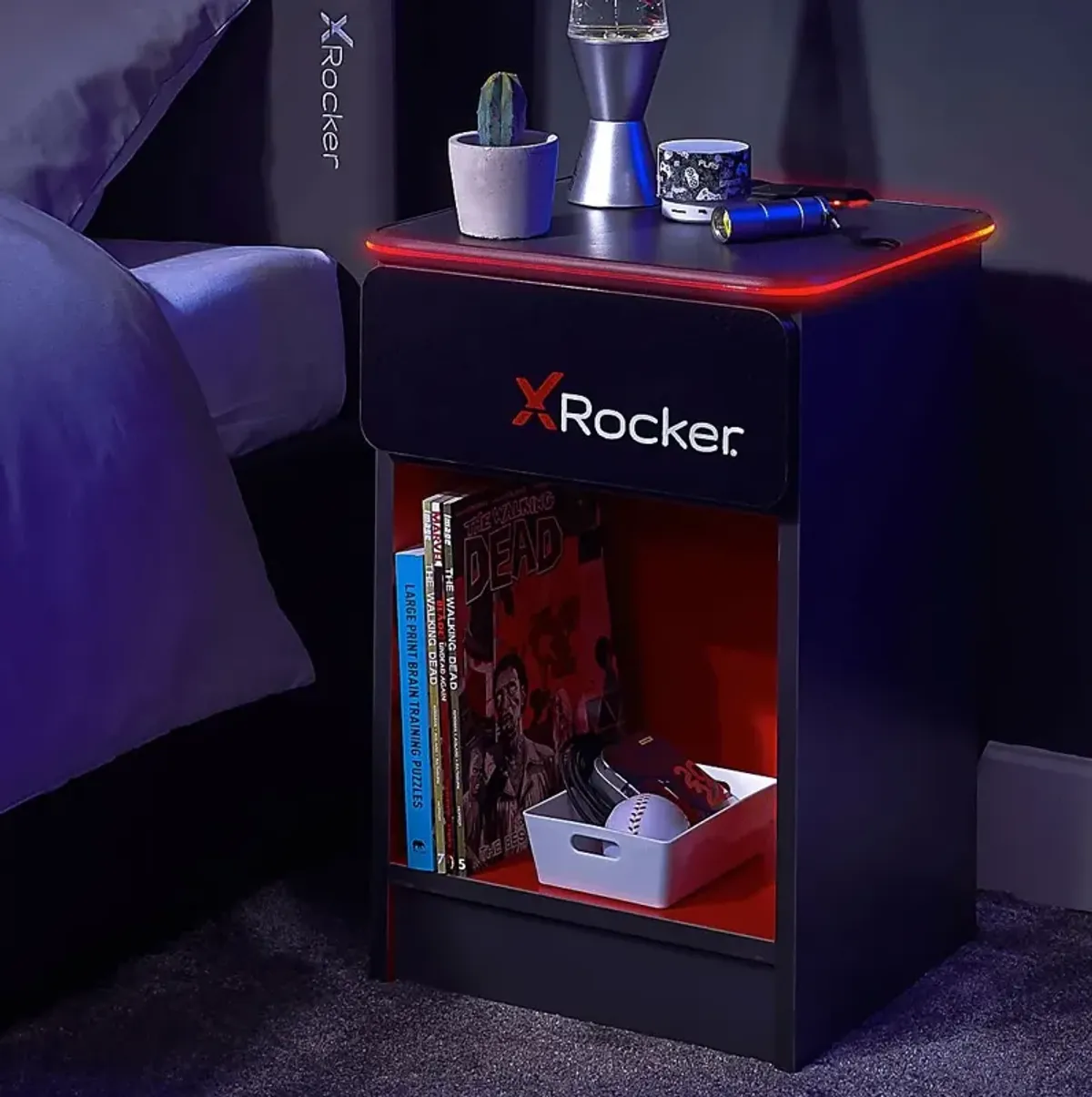 Kids Disodan Gray End Table with LED