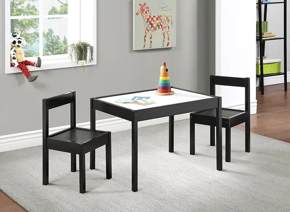 Kids Synni Black 3 Pc Table Set