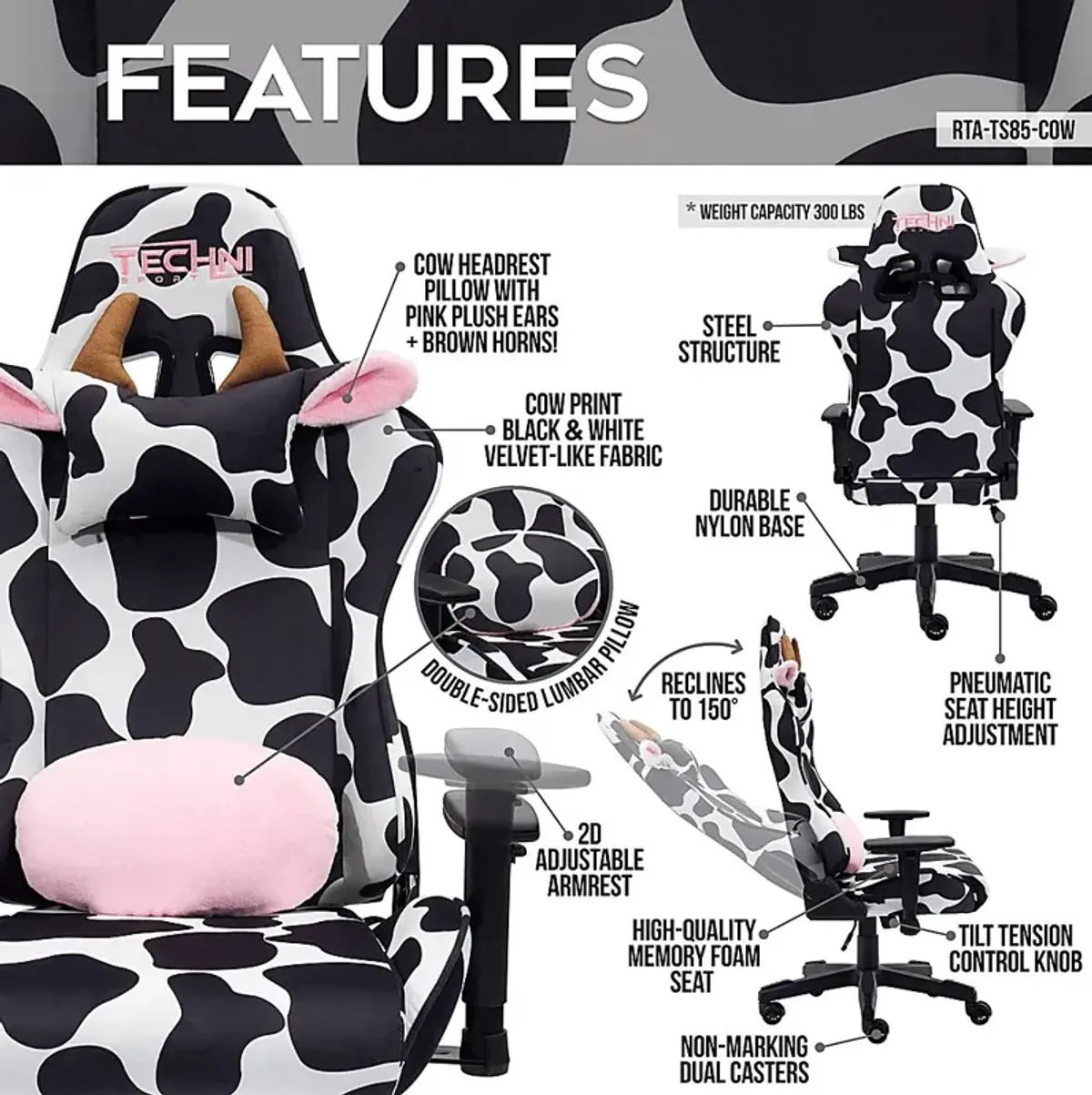 Eldoki Black/White Gaming Chair