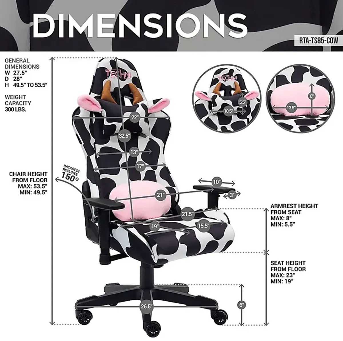 Eldoki Black/White Gaming Chair