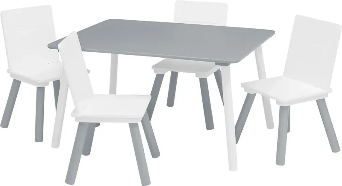 Kids Mellei Gray/White 5 Pc Table Set