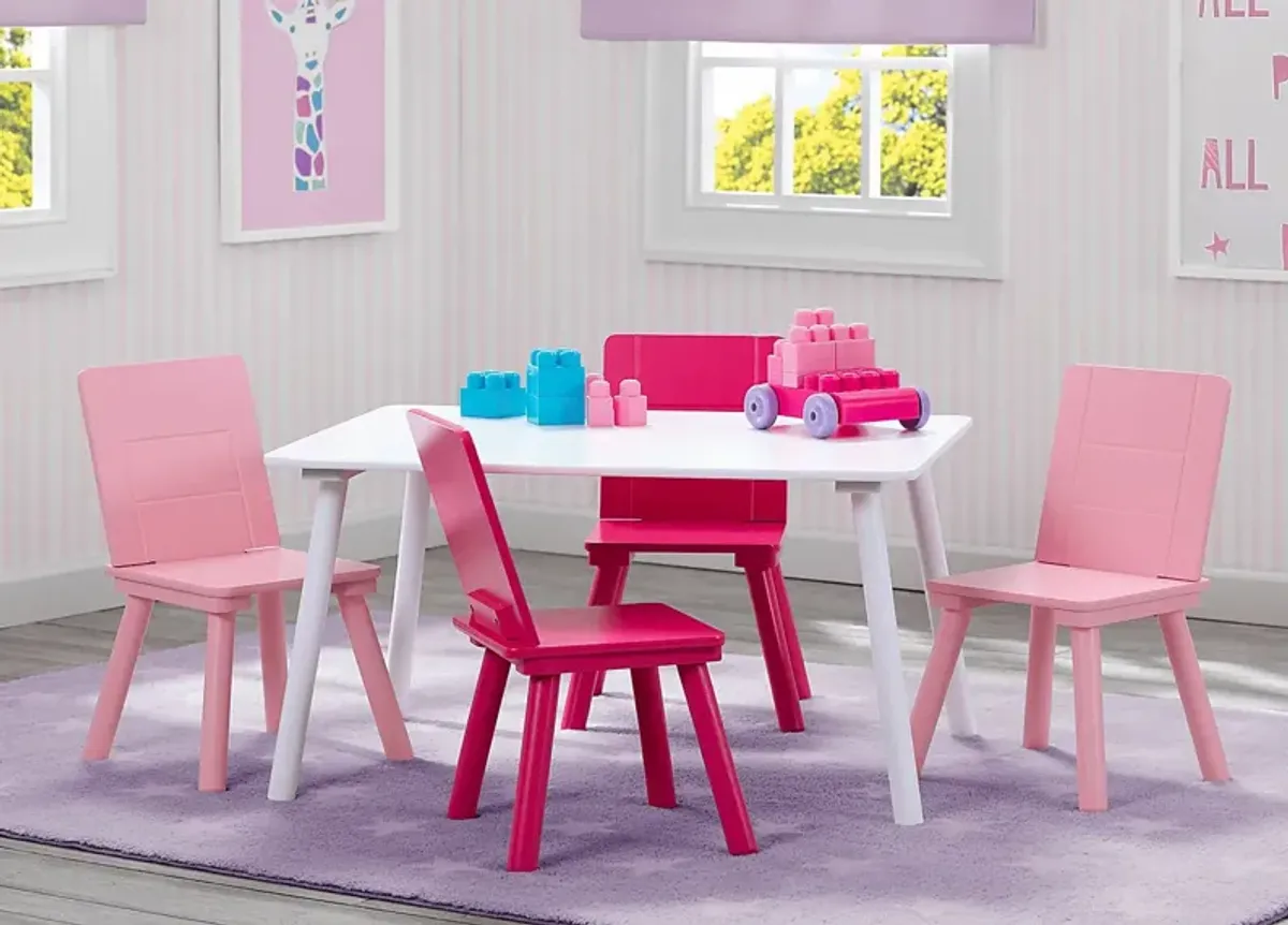 Kids Mellei White/Pink 5 Pc Table Set