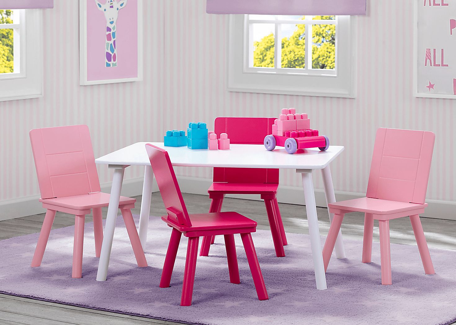 Kids Mellei White/Pink 5 Pc Table Set