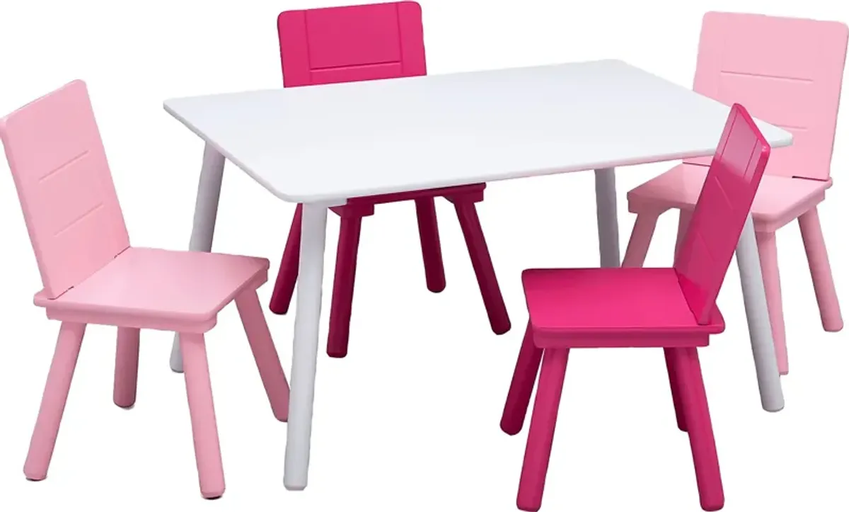 Kids Mellei White/Pink 5 Pc Table Set