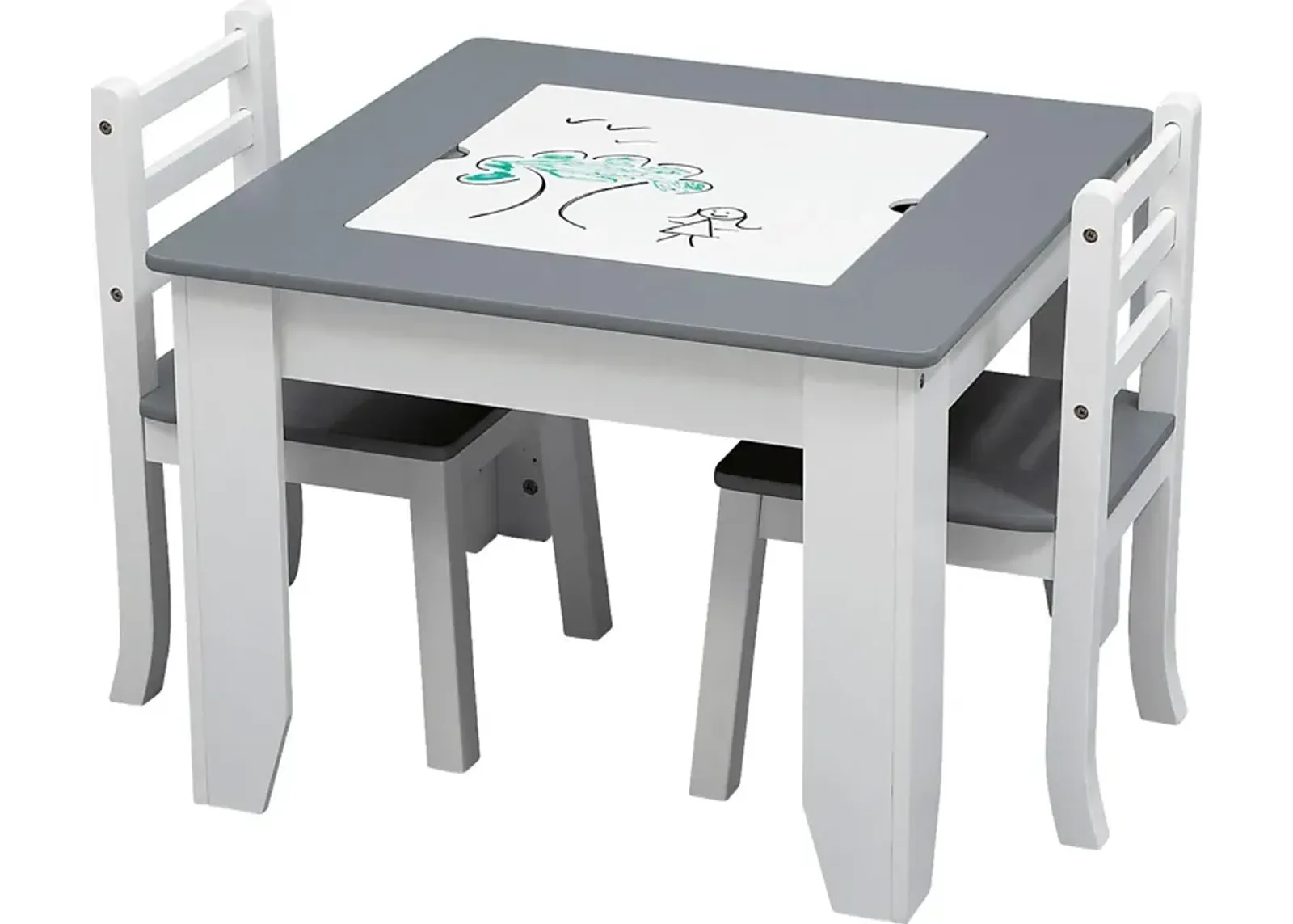 Kids Sinaru Gray/White 3 Pc Table Set