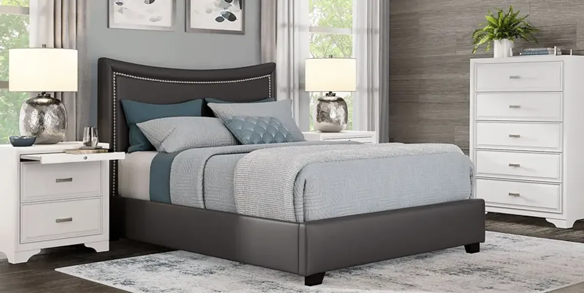 Belcourt White 5 Pc Bedroom With Genoa Gray King Upholstered Bed