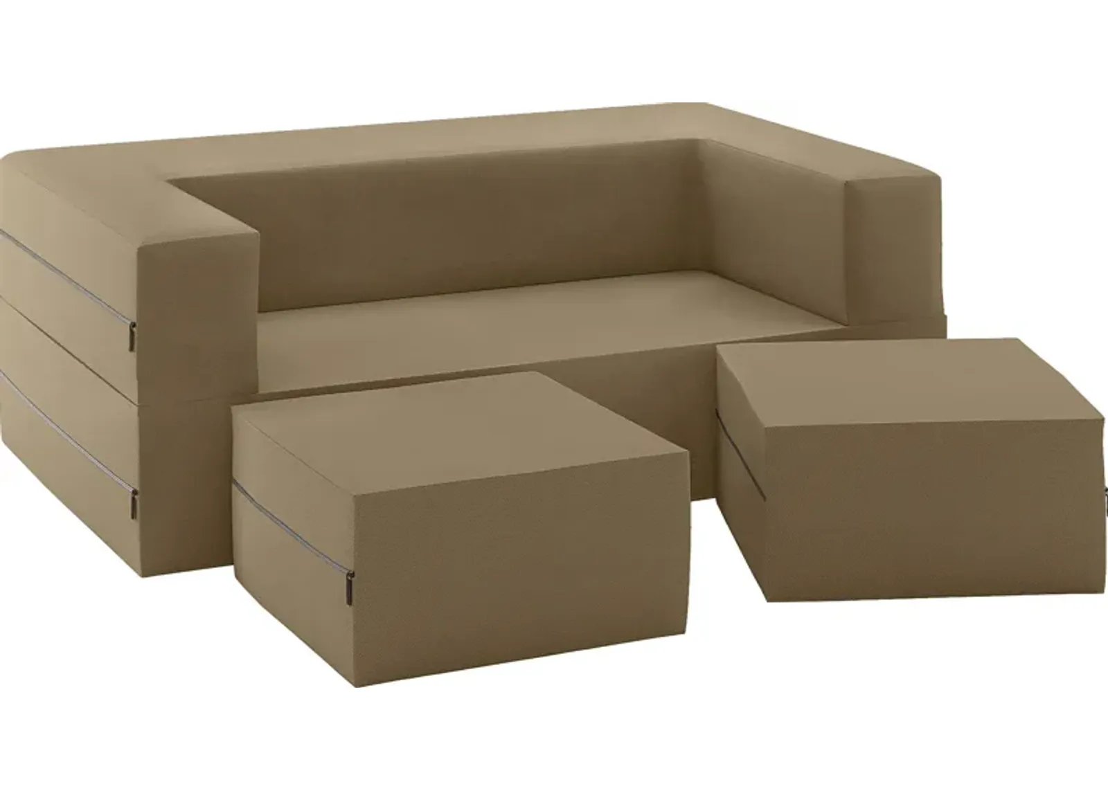 Kids Alfy Brown Loveseat & Ottomans Set