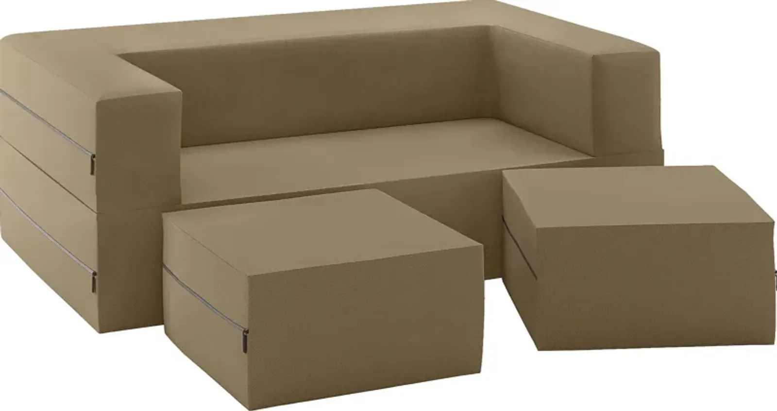 Kids Alfy Brown Loveseat & Ottomans Set