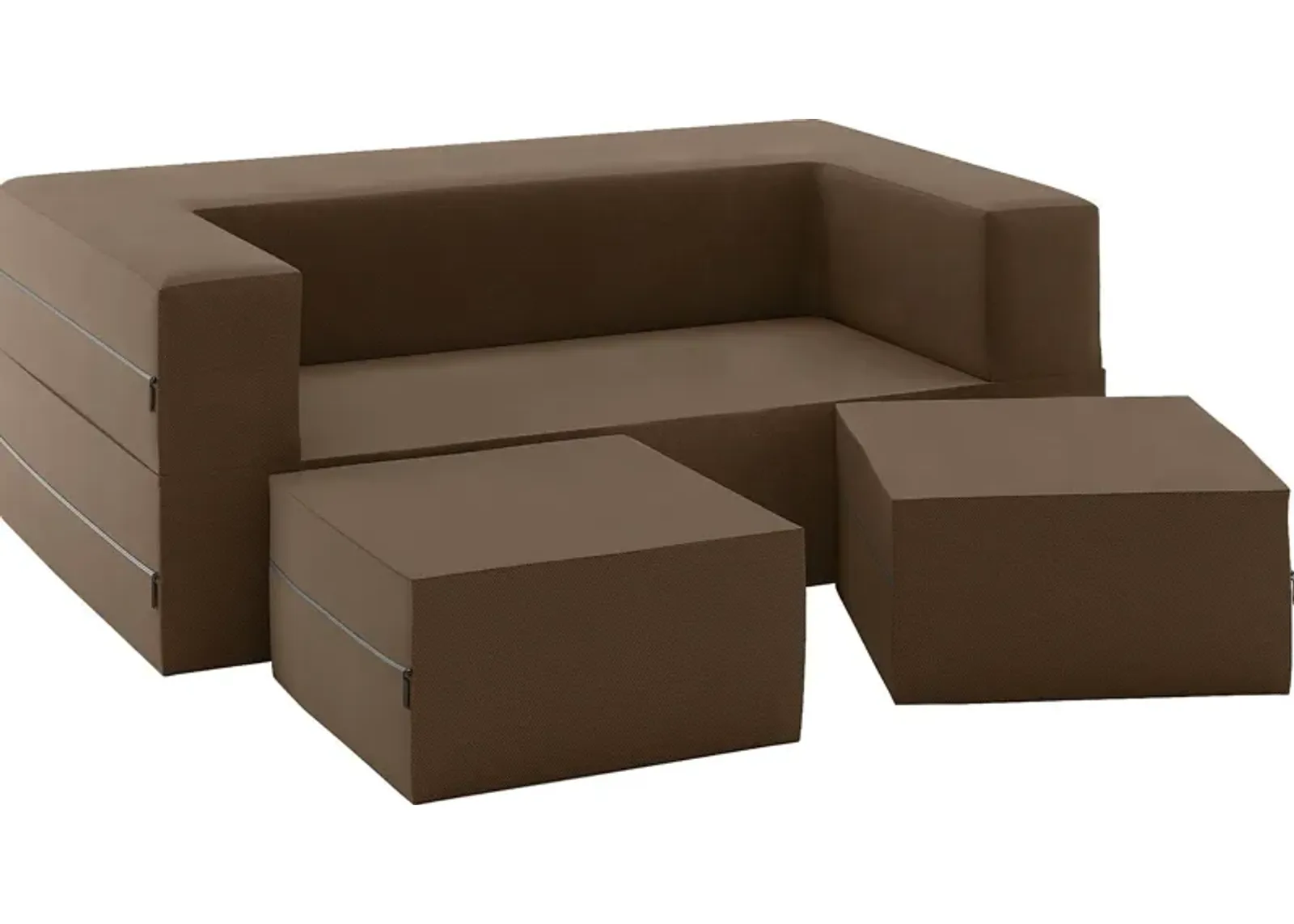 Kids Alfy Dark Brown Loveseat & Ottomans Set