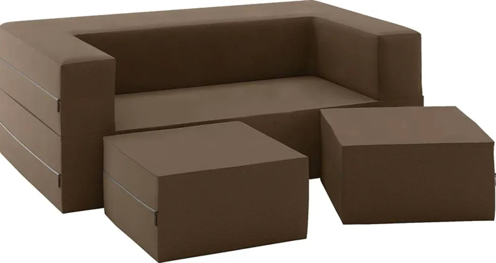 Kids Alfy Dark Brown Loveseat & Ottomans Set