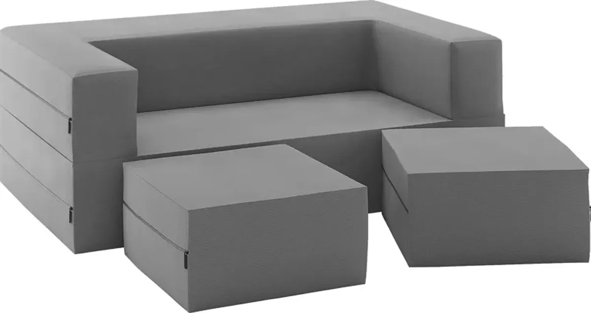 Kids Alfy Gray Loveseat & Ottoman Set