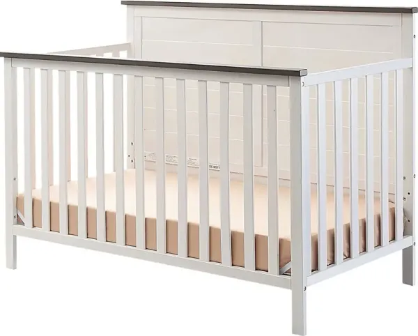 Kids Zivau White/Brown Convertible Crib