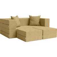 Kids Alfy Camel Loveseat and Ottomans, Set of 3