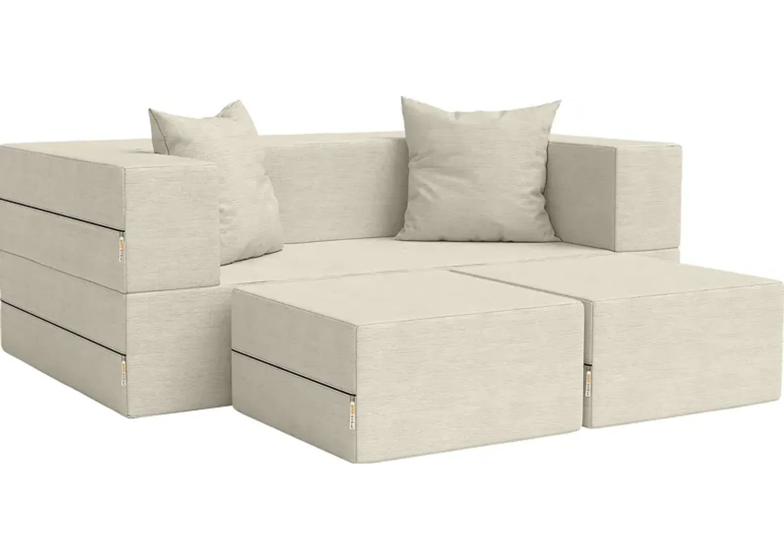 Kids Alfy Ivory Loveseat & Ottomans, Set of 3