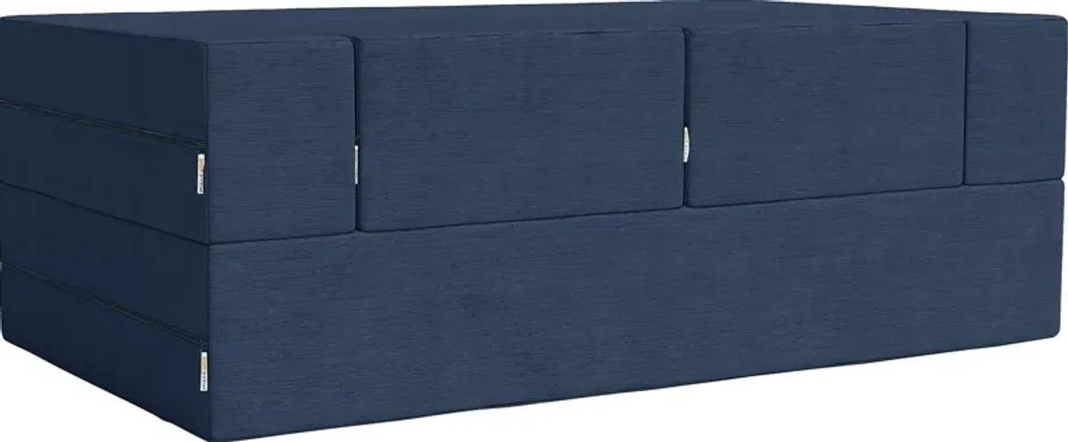 Kids Alfy Indigo Loveseat & Ottomans, Set of 3