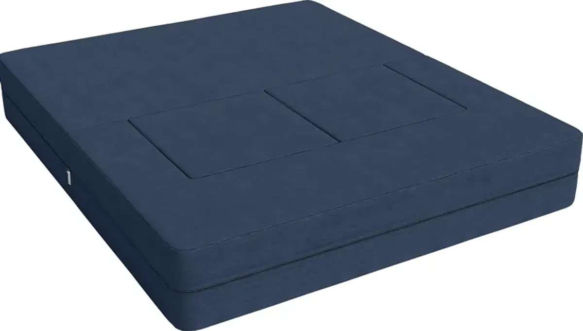 Kids Alfy Indigo Loveseat & Ottomans, Set of 3