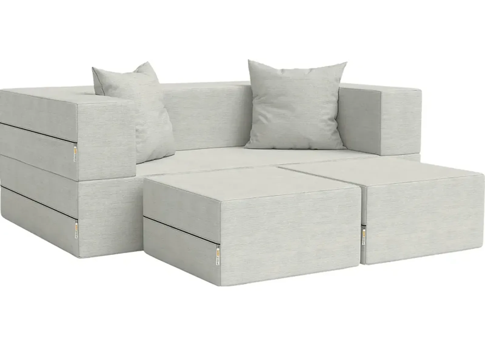 Kids Alfy White Loveseat & Ottomans, Set of 3