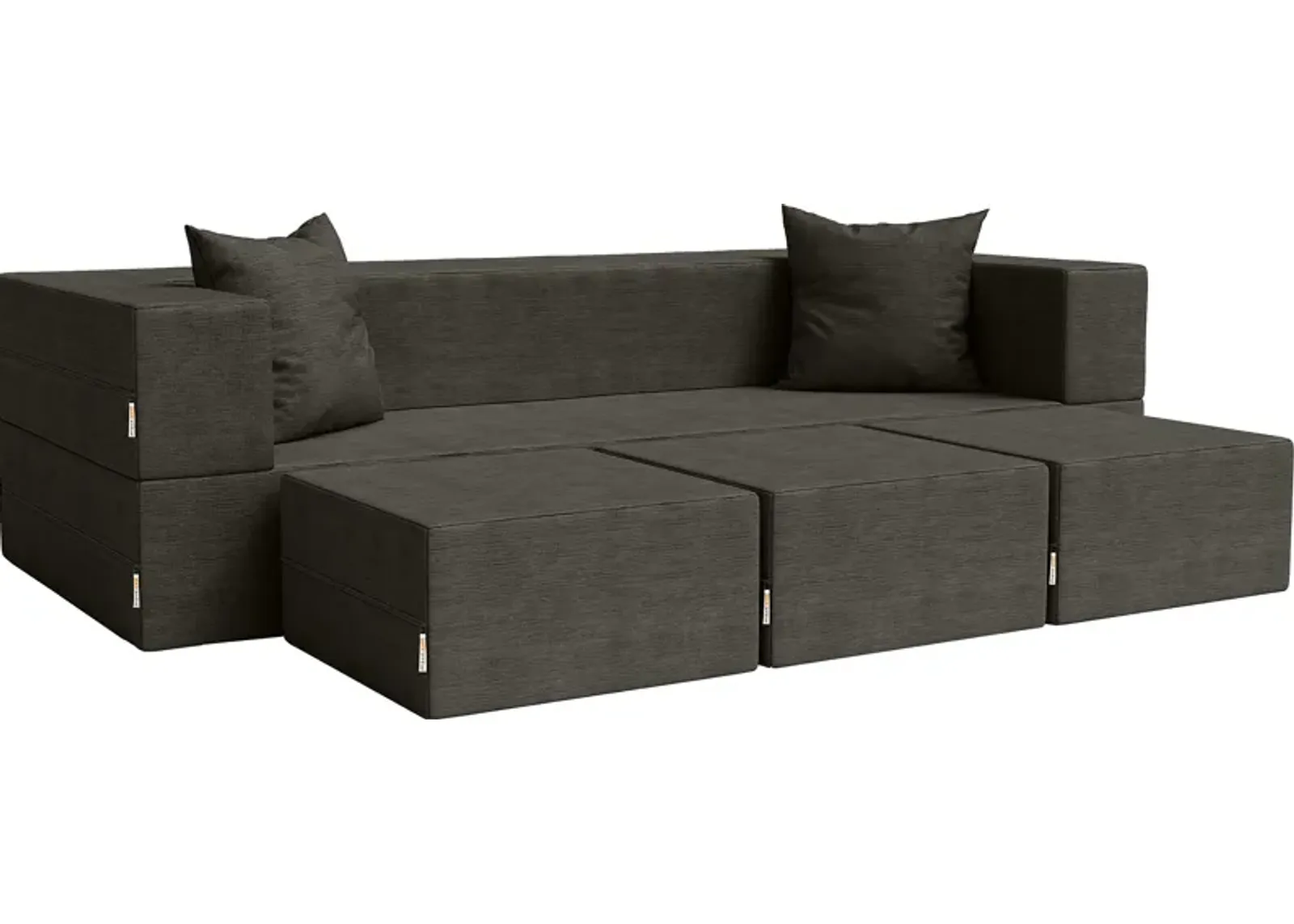 Kids Alfy Charcoal Sofa & Ottoman, Set of 4