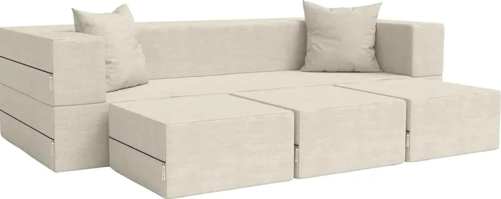 Kids Alfy Ivory Sofa & Ottomans, Set of 4