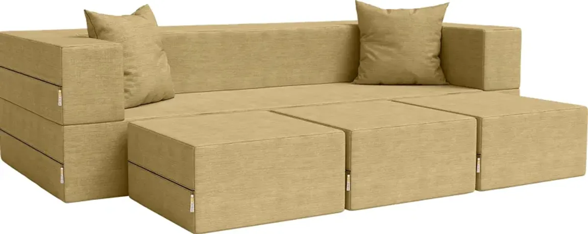 Kids Alfy Camel Sofa & Ottomans, Set of 4