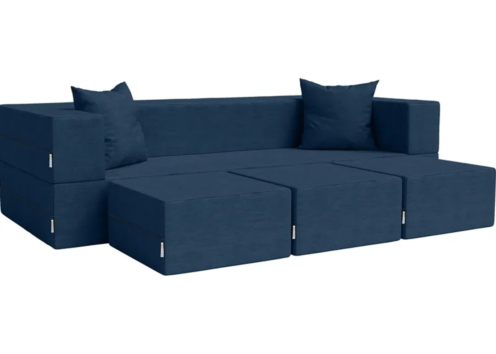 Kids Alfy Indigo Sofa & Ottomans, Set of 4