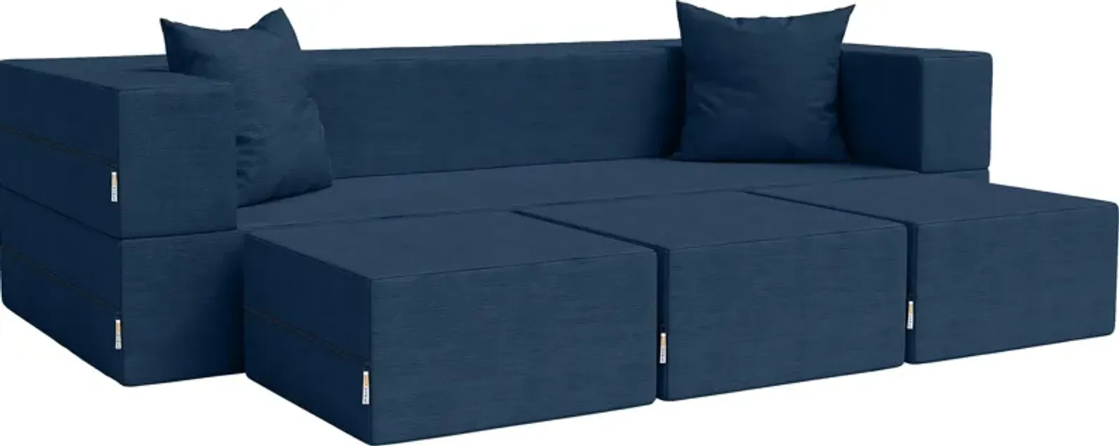 Kids Alfy Indigo Sofa & Ottomans, Set of 4