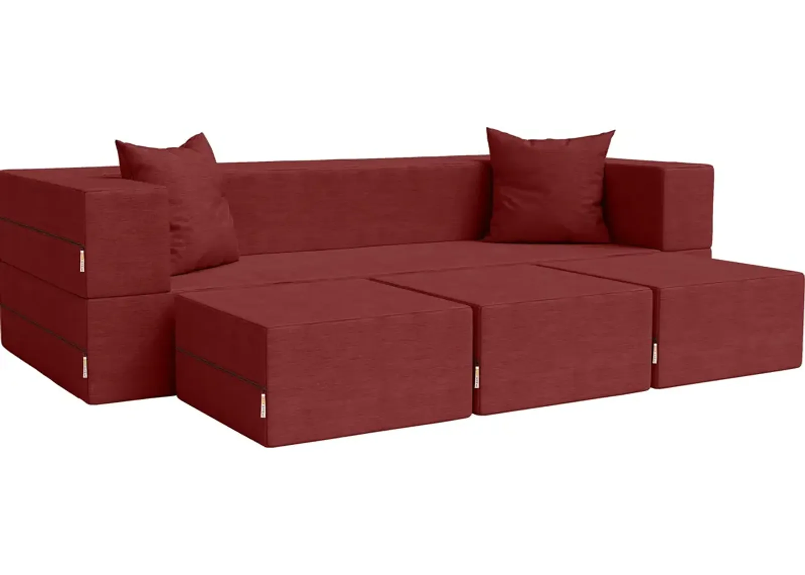 Kids Alfy Red Sofa & Ottomans, Set of 4