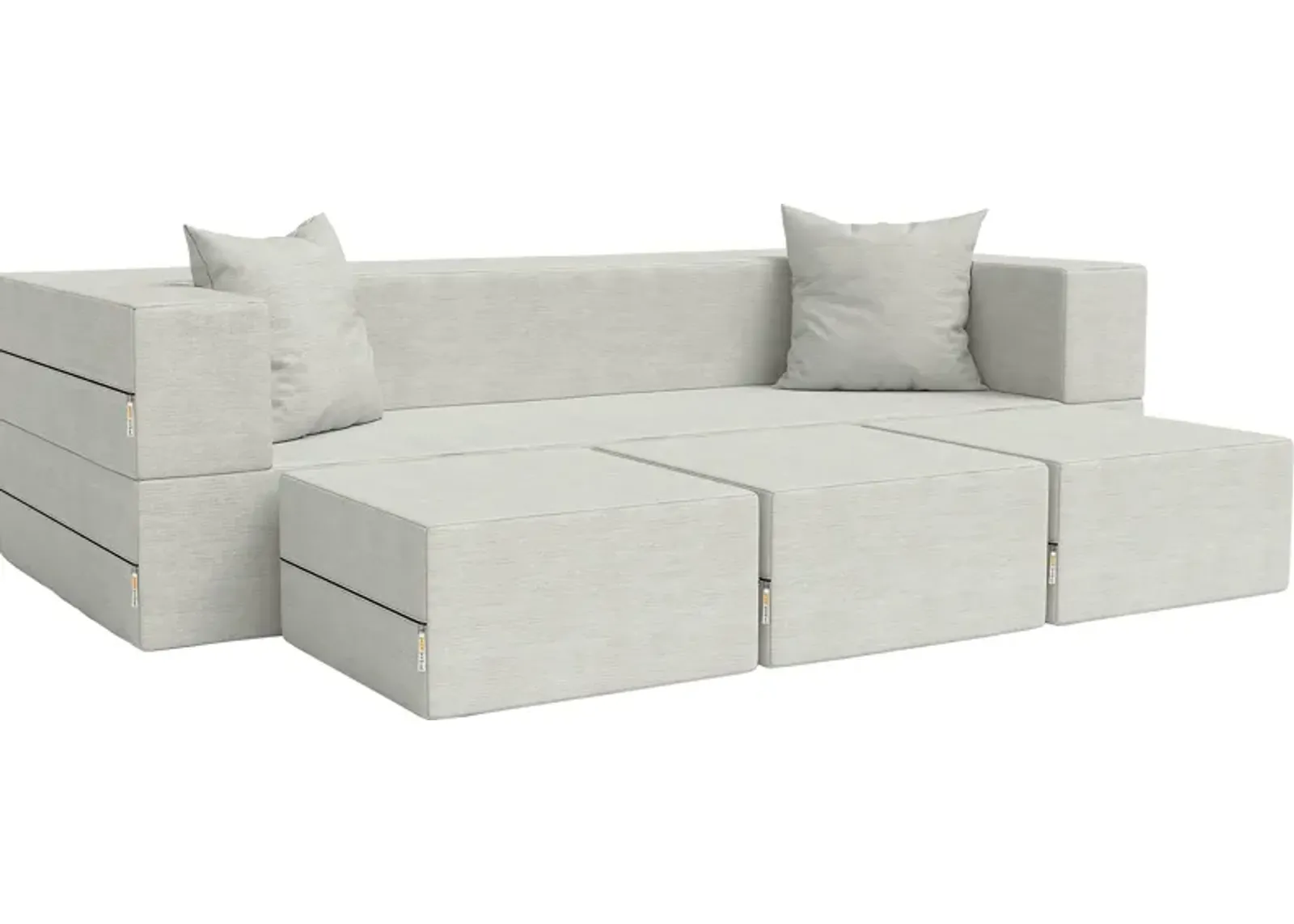 Kids Alfy White Sofa & Ottomans, Set of 4