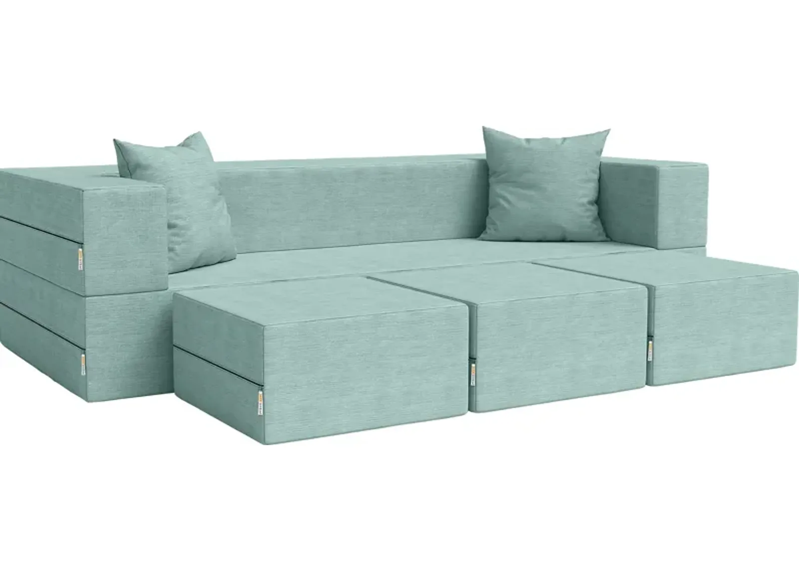 Kids Alfy Blue Sofa & Ottomans, Set of 4