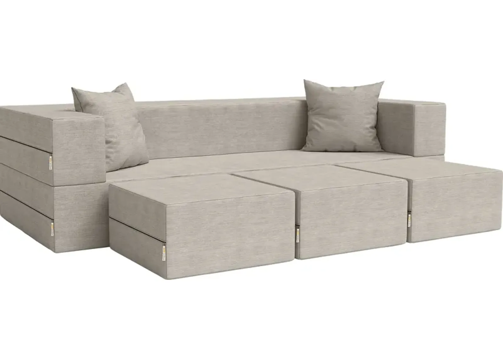 Kids Alfy Dove Gray Sofa & Ottomans, Set of 4