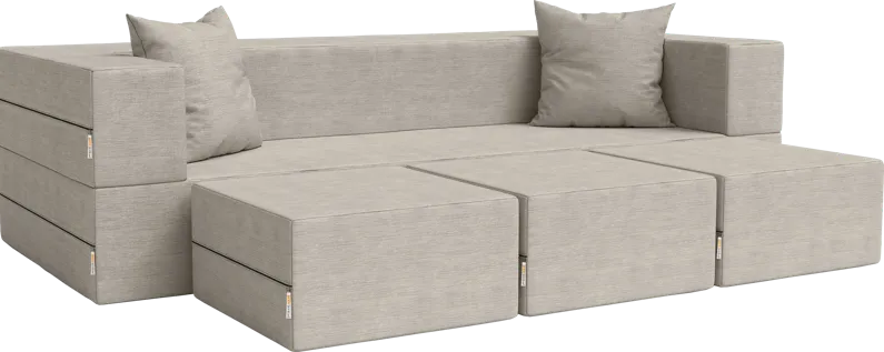Kids Alfy Dove Gray Sofa & Ottomans, Set of 4