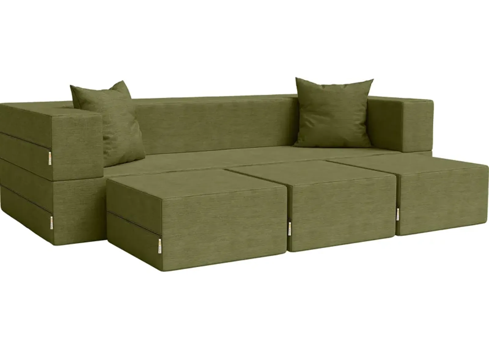 Kids Alfy Green Sofa & Ottomans, Set of 4