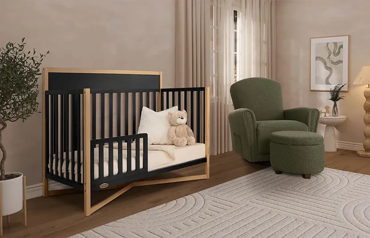 Kids Mosar Black Convertible Crib