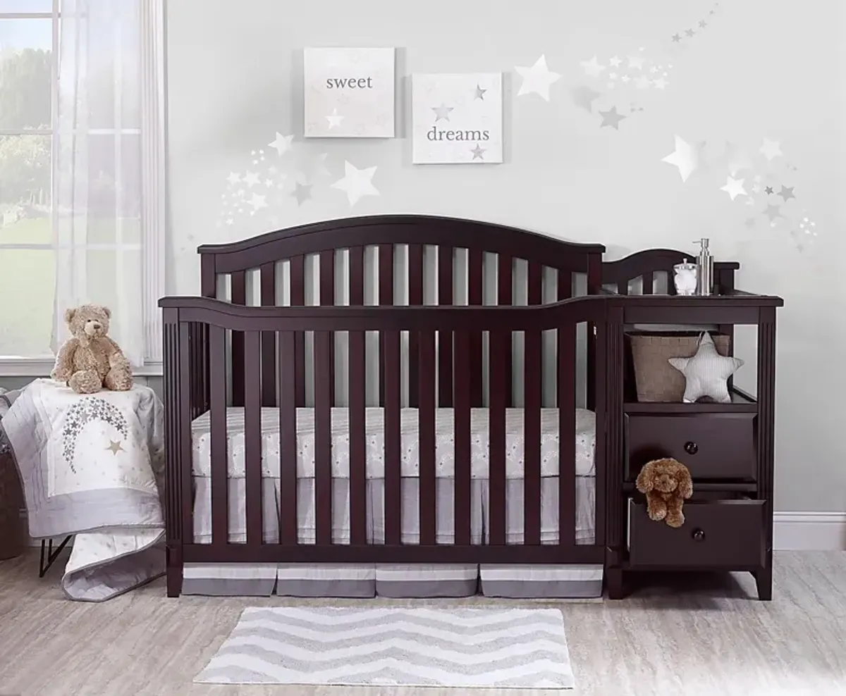 Ronja Brown Crib with Changer