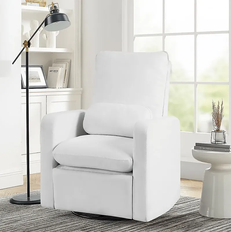 Nursery Cloud White Swivel Recliner