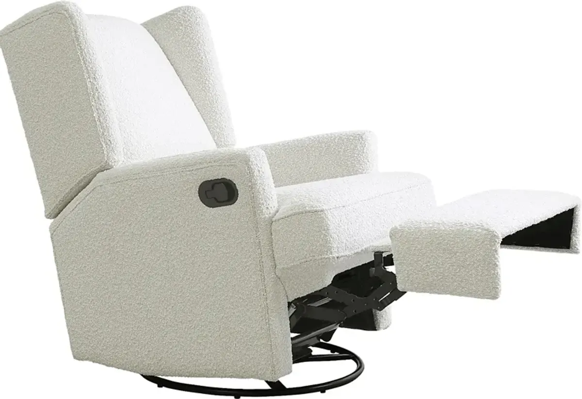 Nursery Alondria White Boucle Swivel Recliner